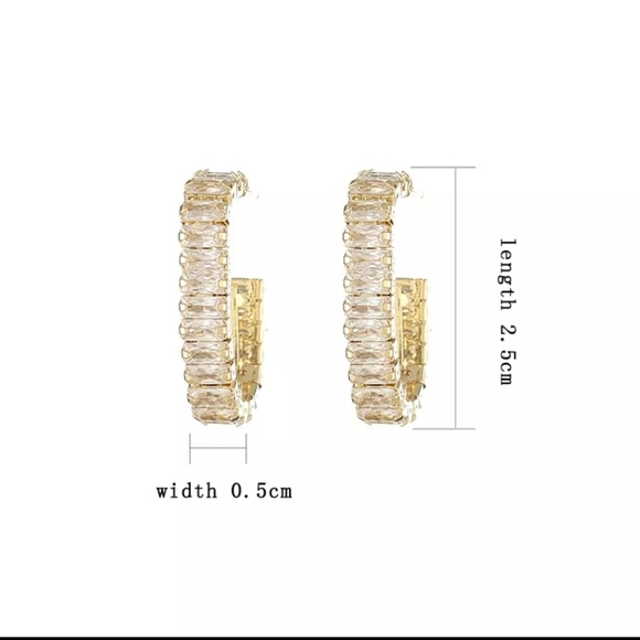 Gold Half Crystal Hoops - Picture 4 of 4